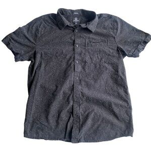 Volcom Men's Collared Short Sleeve Button Up Shirt Black & White Extra Large XL
